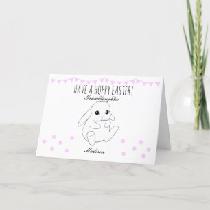 Hoppy Easter Cute Bunny Granddaughter Personalised Holiday Card