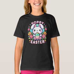 Hoppy Easter – Cute Bunny with Colourful Egg T-Shirt