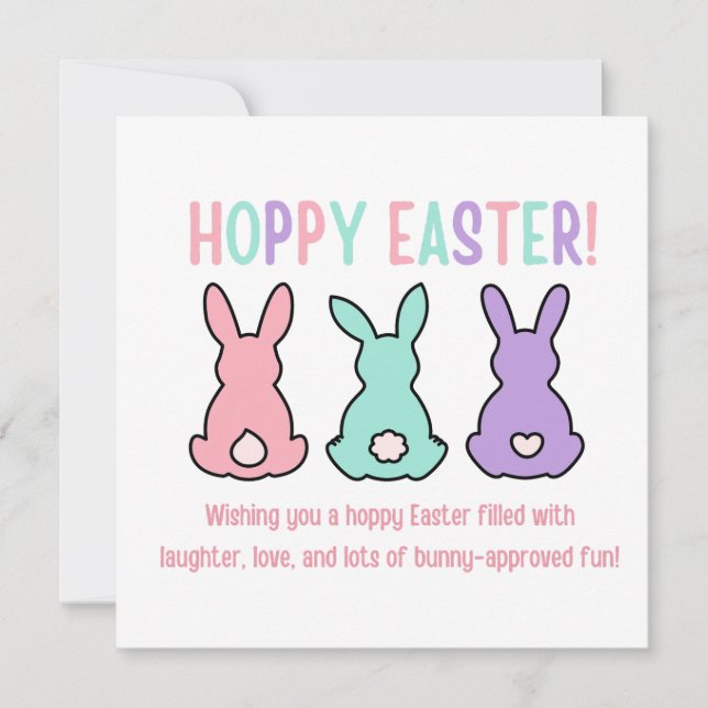 hoppy easter cute colourful bunnies funny holiday card (Front)