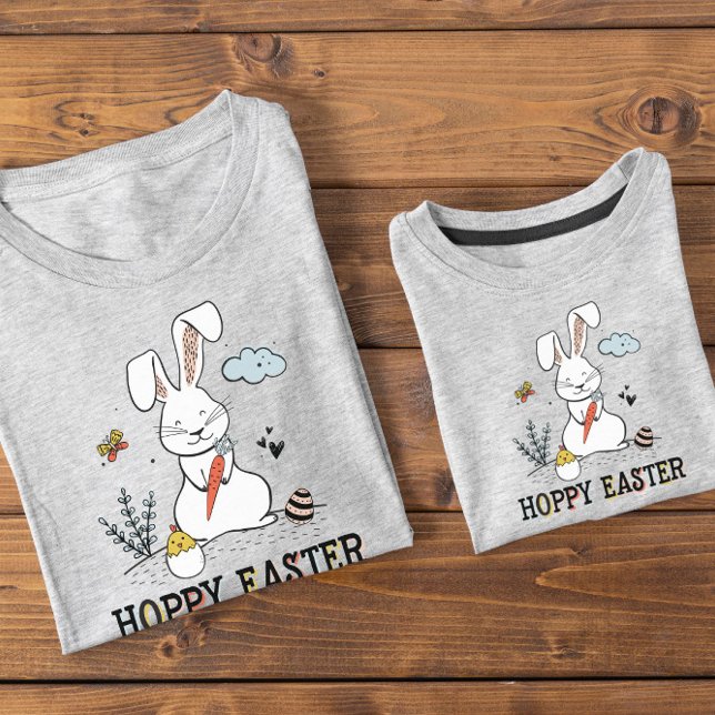 Hoppy Easter Cute Doodle Easter Bunny T-Shirt (Creator Uploaded)