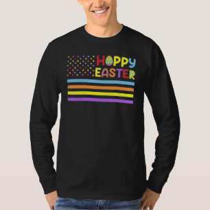 Hoppy Easter Day American Eggs Flag Funny Boys Gir T-Shirt
