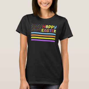 Hoppy Easter Day American Eggs Flag Funny Boys Gir T-Shirt