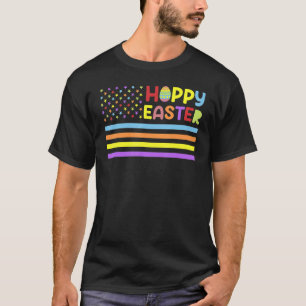 Hoppy Easter Day American Eggs Flag Funny Boys Gir T-Shirt