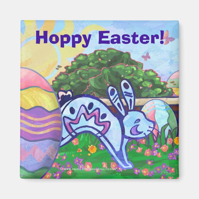 Hoppy Easter Easter Bunny Magnet (Front)