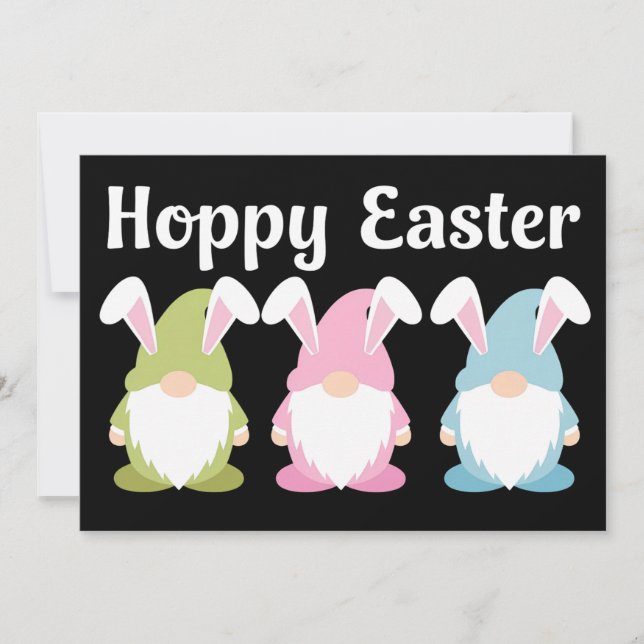 Hoppy Easter Funny Bunny Ears Gnome Invitation (Front)