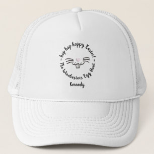 Hoppy Easter funny bunny face custom name egg hunt Trucker Hat