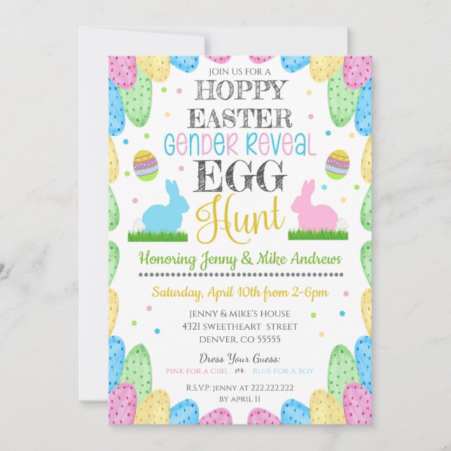 Hoppy Easter Gender Reveal Party Invitation (Front)