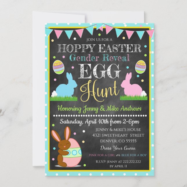 Hoppy Easter Gender Reveal Party Invitation (Front)