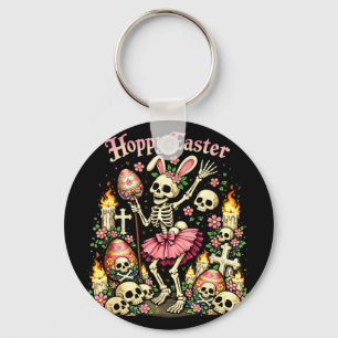 Hoppy easter gothic skeleton bunny funny dark key ring