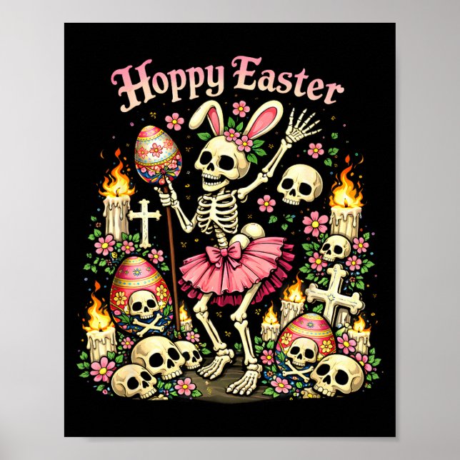 Hoppy easter gothic skeleton bunny funny dark poster (Front)