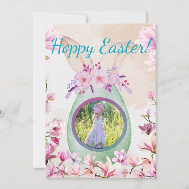 Hoppy Easter green egg photo Invitation (Front)