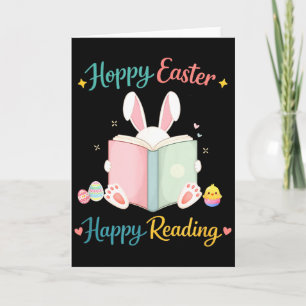 Hoppy easter happy reading bunny design for kids card
