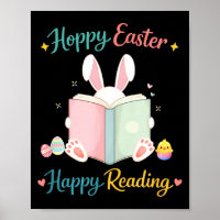 Hoppy easter happy reading bunny design for kids