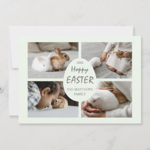 Hoppy Easter Multi-Photo Card. Pastel Green. Holiday Card