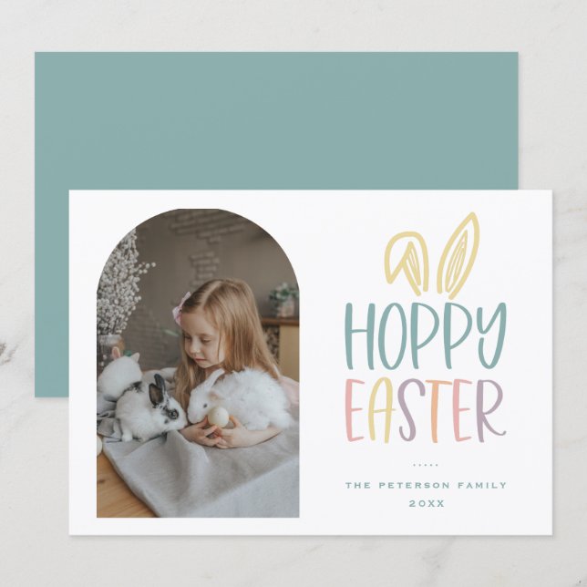 Hoppy Easter Photo Holiday Card (Front/Back)