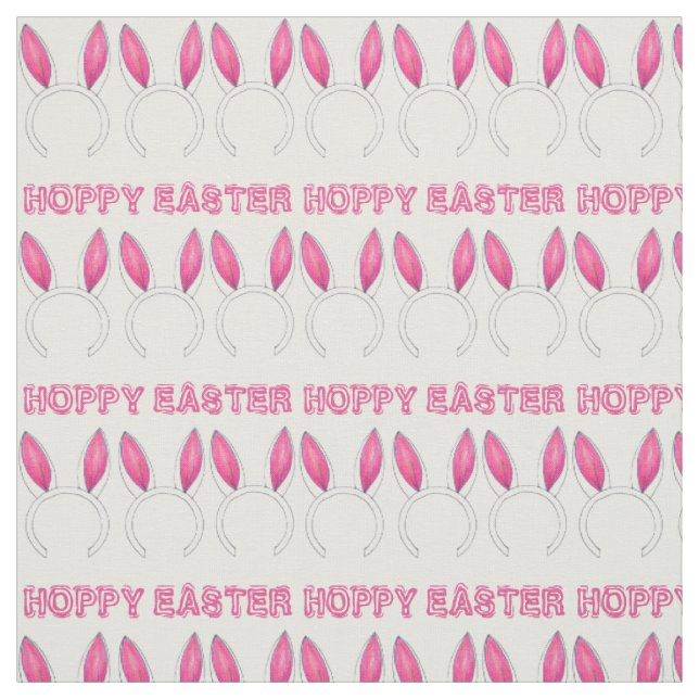 Hoppy Easter Pink Bunny Rabbit Ears Springtime Fabric (Swatch)