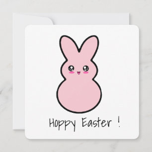 Hoppy Easter Pink Cute bunny card 