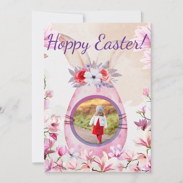 Hoppy Easter pink egg photo Invitation (Front)