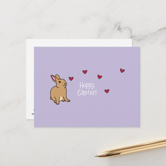 "Hoppy Easter" Punny Bunny Postcard (Front/Back In Situ)