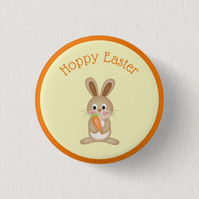 Hoppy Easter Rabbit with Carrot 3 Cm Round Badge (Front)