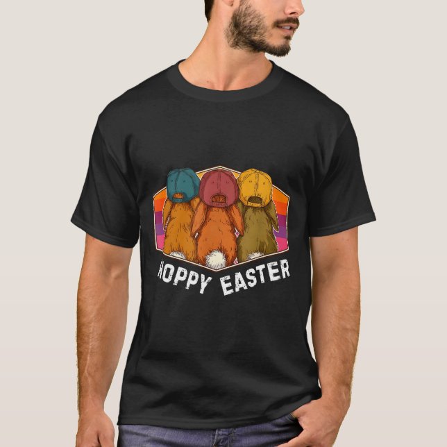 Hoppy easter retro sunset easter bunny squad crew T-Shirt (Front)