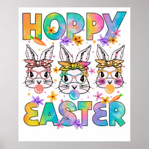 hoppy easter, retro, vintage poster