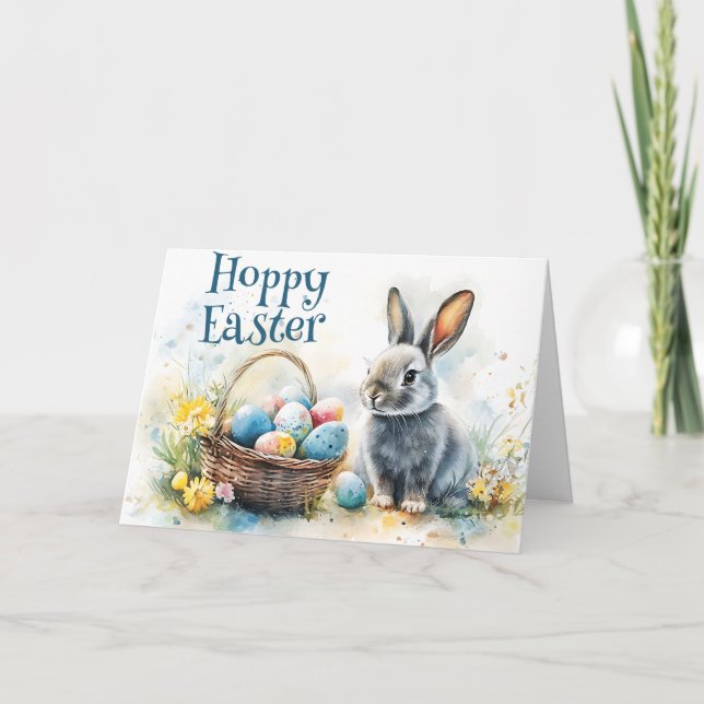 Hoppy Easter Watercolor Card (Front)