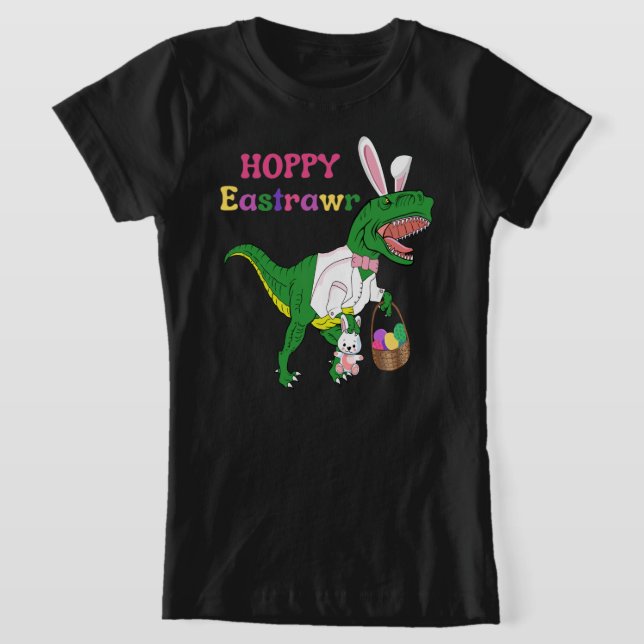 Hoppy Eastrawr Bunny Dinosaur Easter T-Shirt (Laydown)