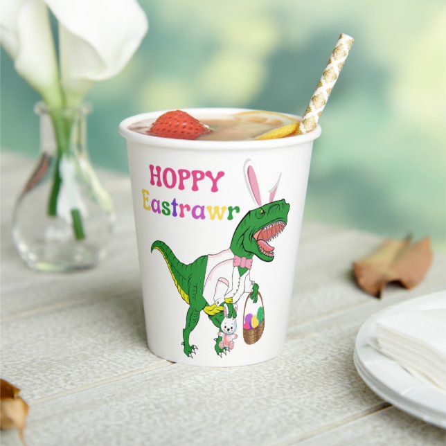 Hoppy Eastrawr Bunny Dinosaur Paper cup (Insitu)