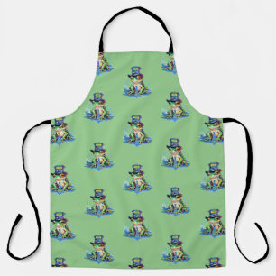 "Hoppy" Father's Day Frog Top Hat and Tie Design Apron