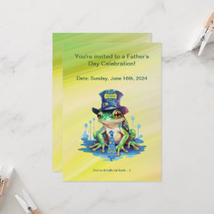 "Hoppy" Father's Day Frog Top Hat and Tie Design Invitation