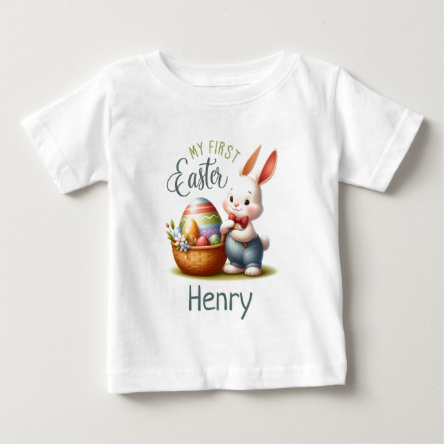 Hoppy First Easter - Personalised Baby T-Shirt (Front)
