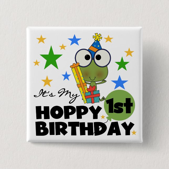 Hoppy Frog 1st Birthday T shirts and Gifts 15 Cm Square Badge (Front)