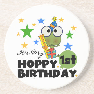 Hoppy Frog 1st Birthday T shirts and Gifts Coaster