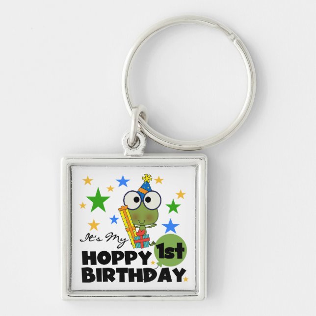 Hoppy Frog 1st Birthday T shirts and Gifts Key Ring (Front)