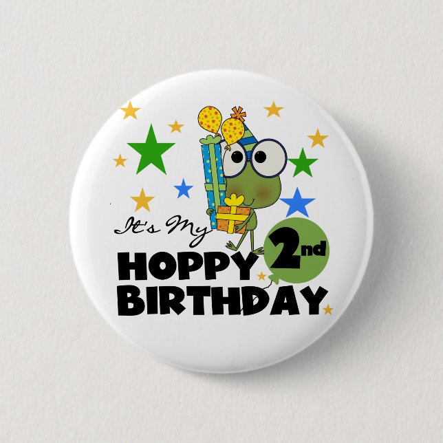 Hoppy Frog 2nd Birthday T-shirts and Gifts 6 Cm Round Badge (Front)
