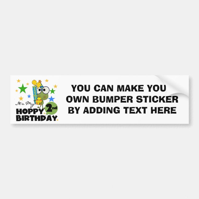 Hoppy Frog 2nd Birthday T-shirts and Gifts Bumper Sticker (Front)