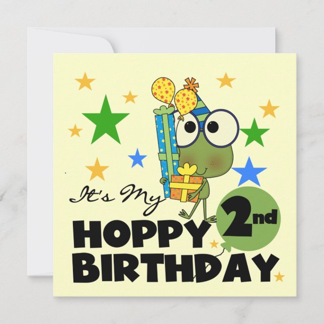 Hoppy Frog 2nd Birthday T-shirts and Gifts Card (Front)