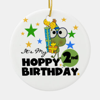 Hoppy Frog 2nd Birthday T-shirts and Gifts Ceramic Tree Decoration