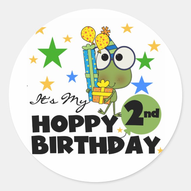 Hoppy Frog 2nd Birthday T-shirts and Gifts Classic Round Sticker (Front)