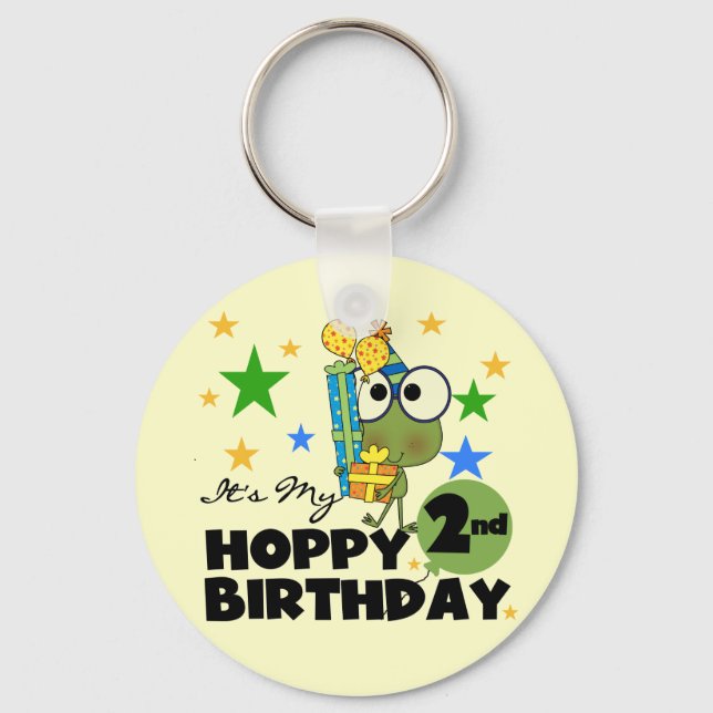 Hoppy Frog 2nd Birthday T-shirts and Gifts Key Ring (Front)