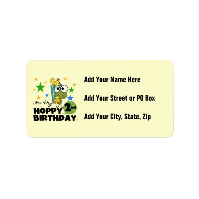Hoppy Frog 2nd Birthday T-shirts and Gifts Label (Front)