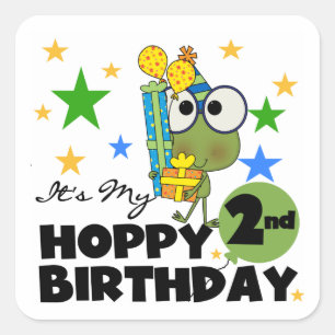 Hoppy Frog 2nd Birthday T-shirts and Gifts Square Sticker