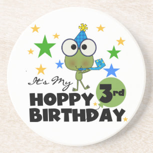 Hoppy Frog 3rd Birthday Tshirts and Gifts Coaster