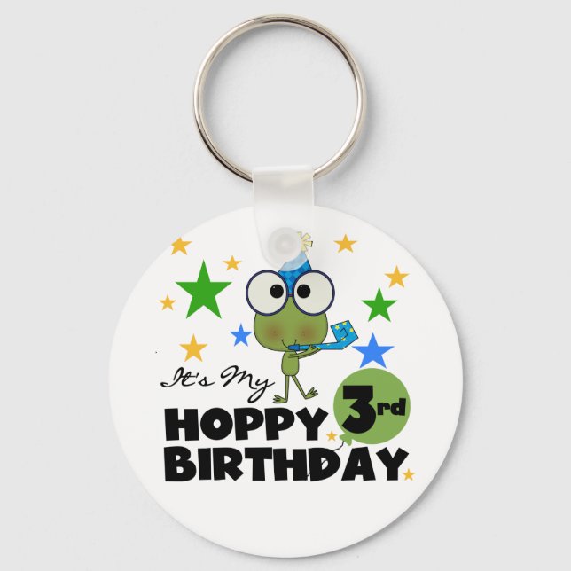 Hoppy Frog 3rd Birthday Tshirts and Gifts Key Ring (Front)