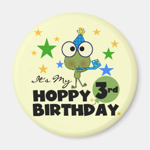 Hoppy Frog 3rd Birthday Tshirts and Gifts Magnet