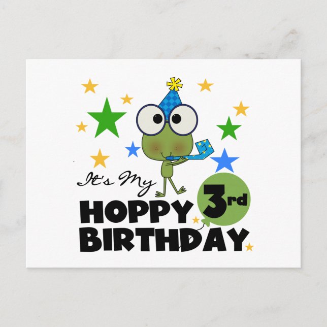 Hoppy Frog 3rd Birthday Tshirts and Gifts Postcard (Front)