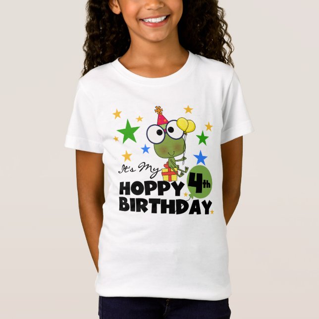Hoppy Frog 4th Birthday T-shirts and Gifts (Front)