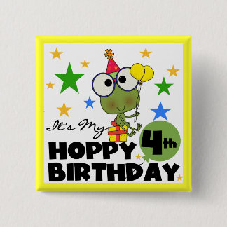 Hoppy Frog 4th Birthday T-shirts and Gifts 15 Cm Square Badge