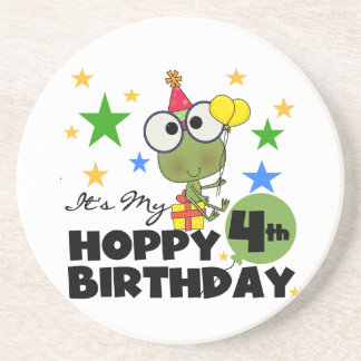 Hoppy Frog 4th Birthday T-shirts and Gifts Coaster